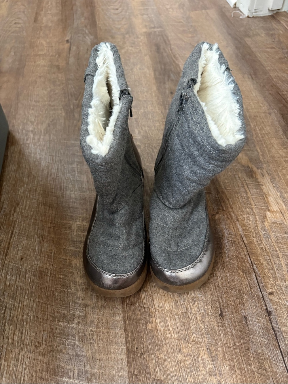 Stevies Brown Leather & Gray Fabric Casual Booties